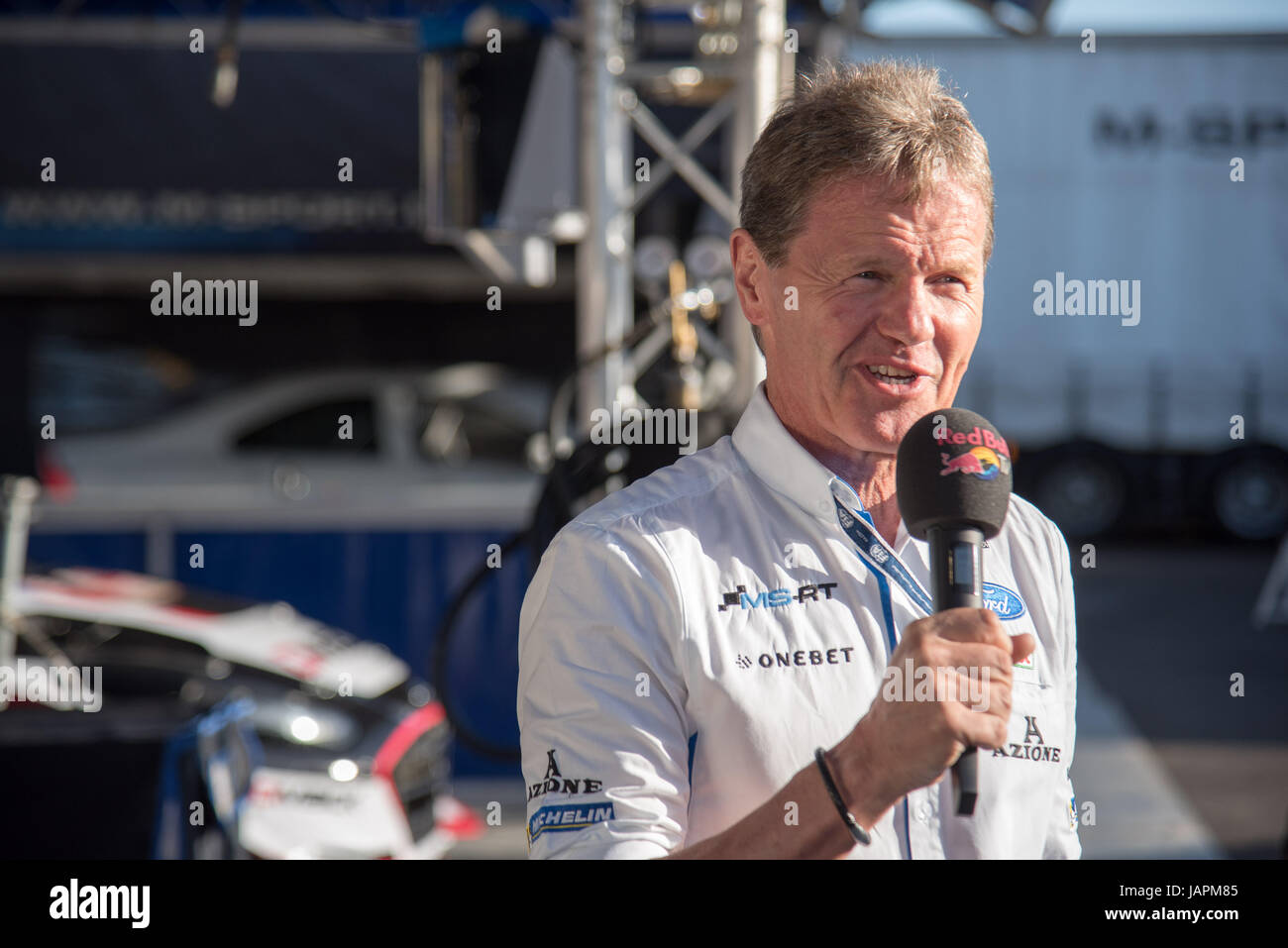 Alghero, Italien, 7. Juni 2017. Rally d ' Italia Sardegna 2017, 7. Etappe der Rallye-Weltmeisterschaft. M-Sport team principal Malcolm Wilson in einem Interview. Bildnachweis: Giacomo Altamira/Alamy Live News Bildnachweis: Giacomo Altamira/Alamy Live-Nachrichten Stockfoto