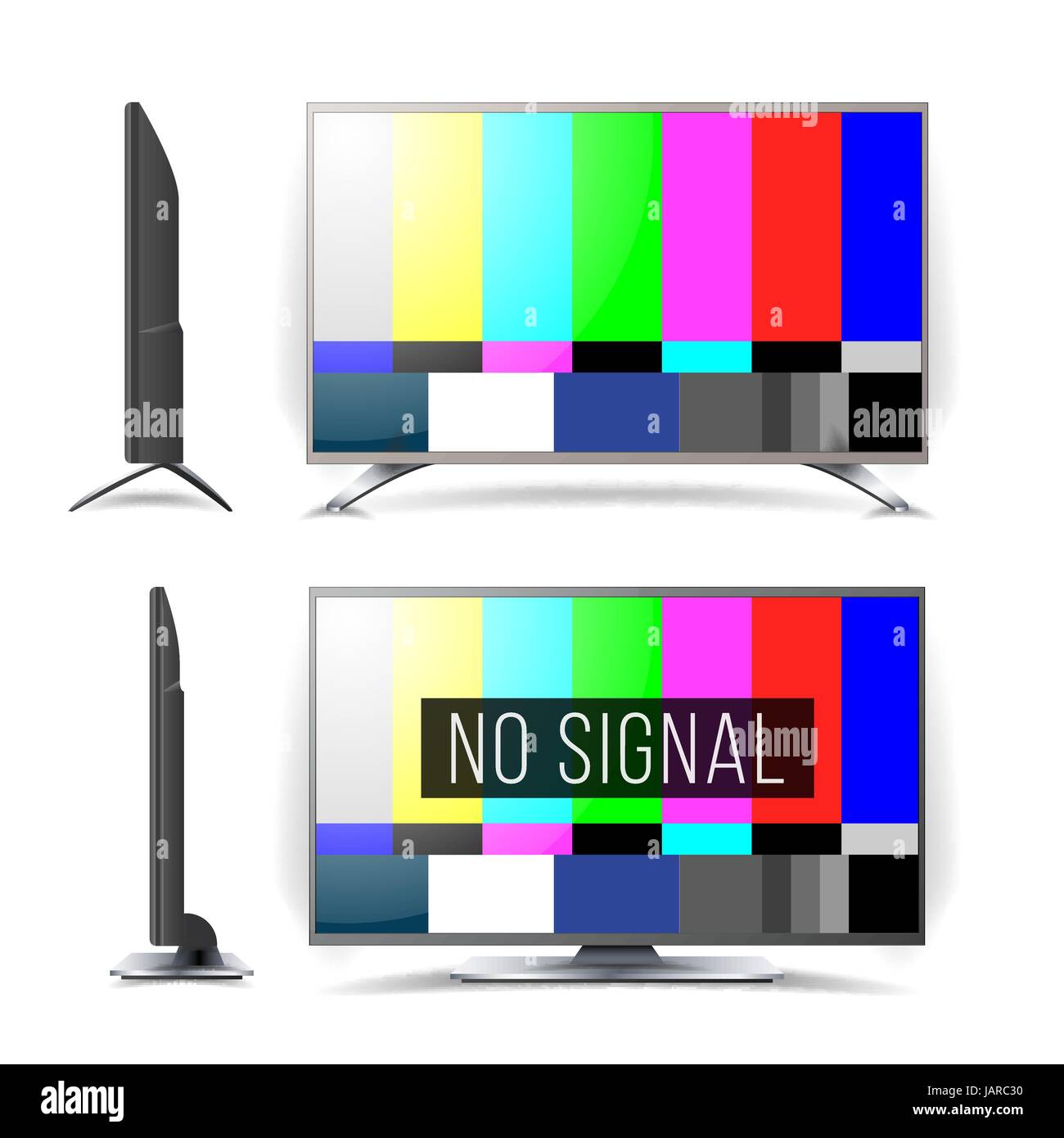 Kein Signal TV Testbild Vektor. LCD-Monitor. Flachbild-TV. Fernsehen farbige Balken Signal. Analog und NTSC standard-TV-Bildschirm zu testen. Wartung-co Stock Vektor