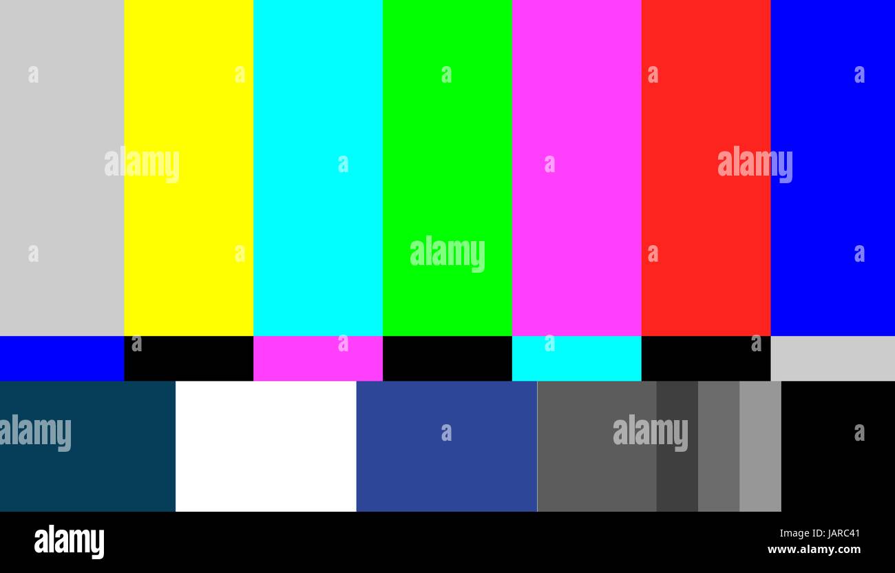 Kein Signal TV Testbild Vektor. Fernsehen farbige Balken Signal. Einführung und das Ende der TV-Programme. SMPTE Farbbalken Stock Vektor