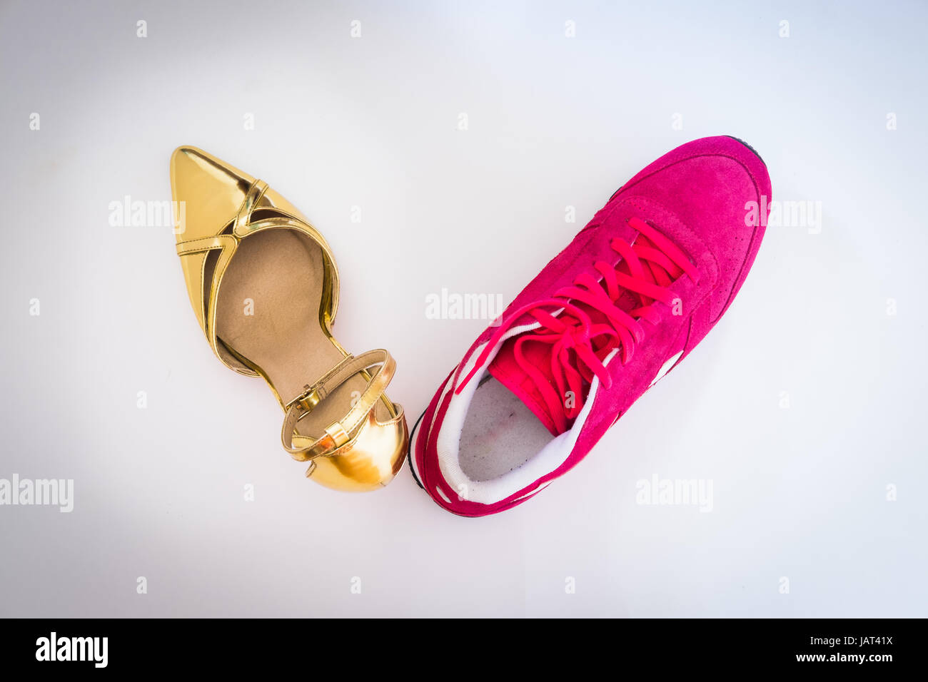 Gold und rosa Schuhe Stockfoto
