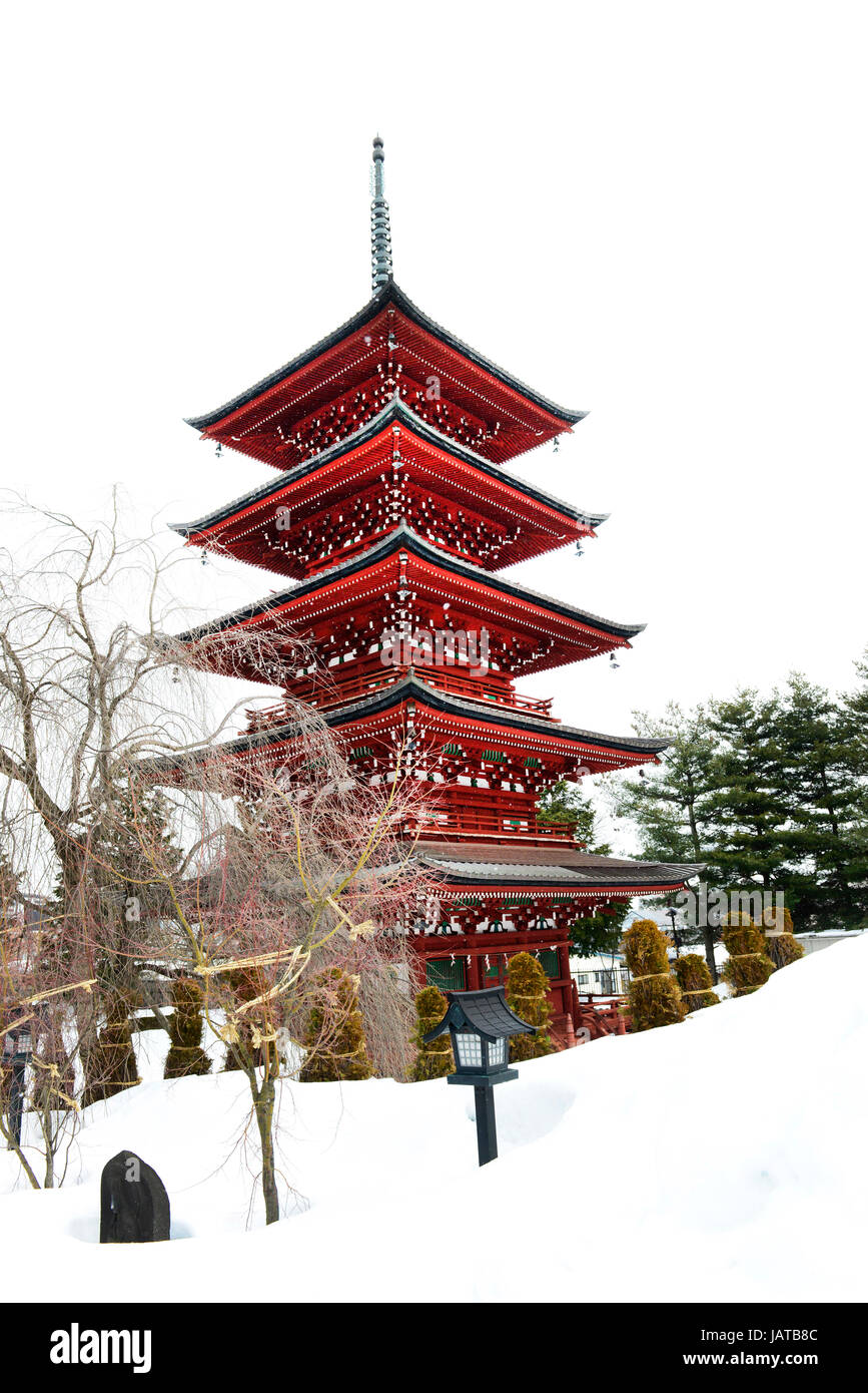 Die fünfstöckige Pagode des Saishoin-Tempels in Hirosaki wurde 1667 erbaut. Stockfoto