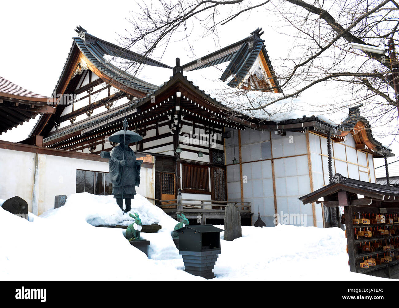 Saishoin Tempel in Hirosaki im Winter. Stockfoto