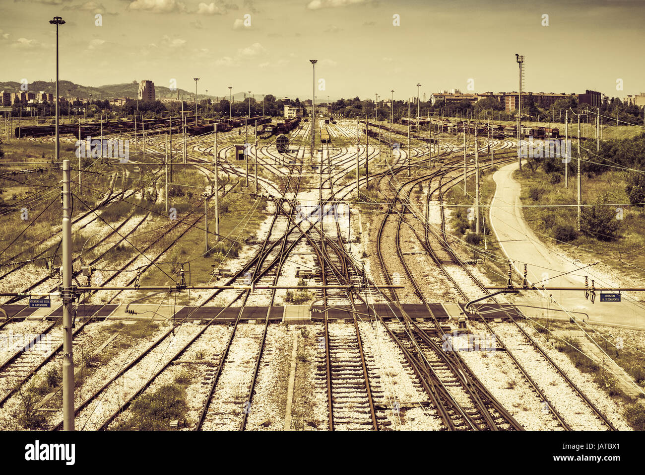 Marshalling-Bahnhof Bologna Stadt Stockfoto