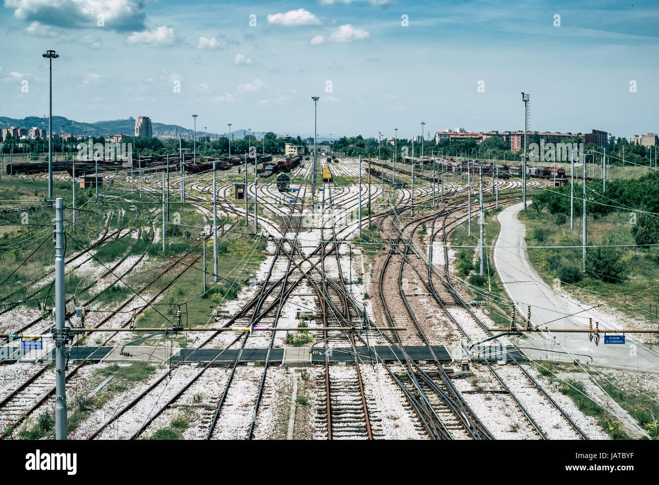 Marshalling-Bahnhof Bologna Stadt Stockfoto