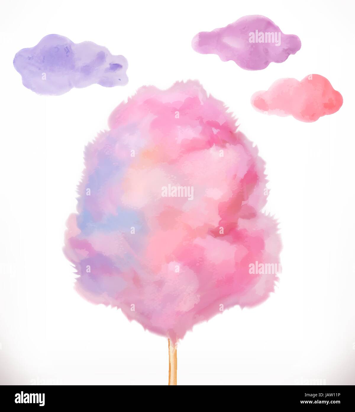 Zuckerwatte. Zucker-Wolken. Aquarell-Vektor-illustration Stock Vektor