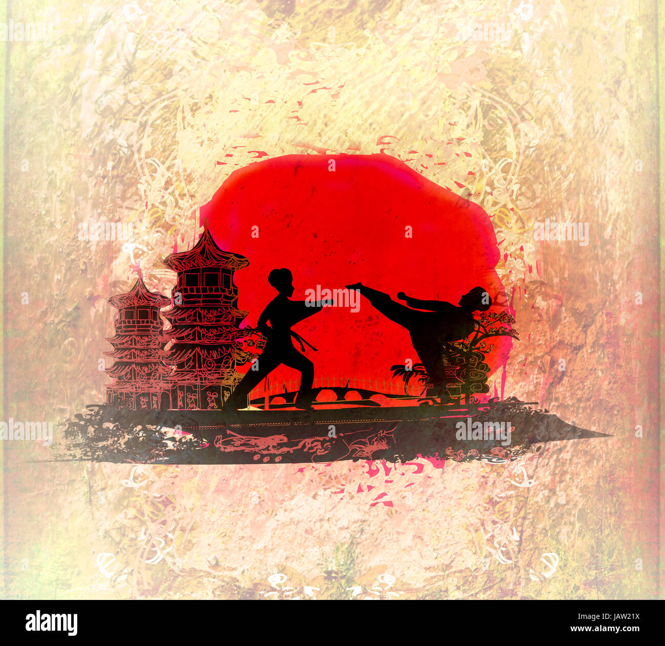 Karate-Berufe - Grunge Hintergrund Stockfoto