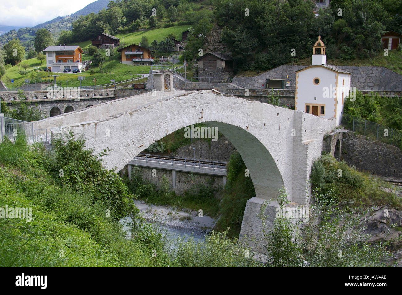 Schweizer Brücke im Rhonetal - Visp Stockfoto