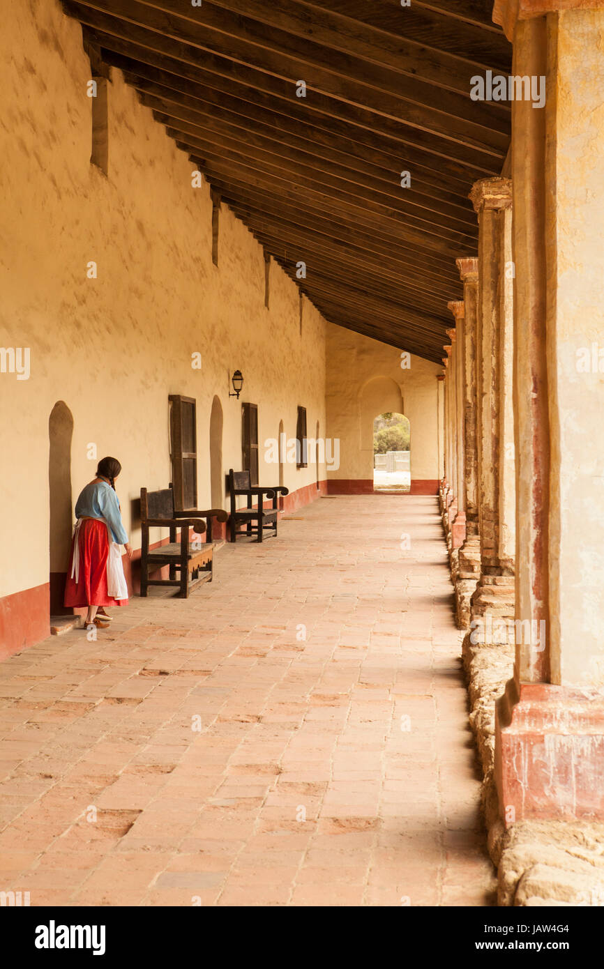 Kolonnade am La Purisima Mission State Historic Park, Lompoc, Kalifornien Stockfoto