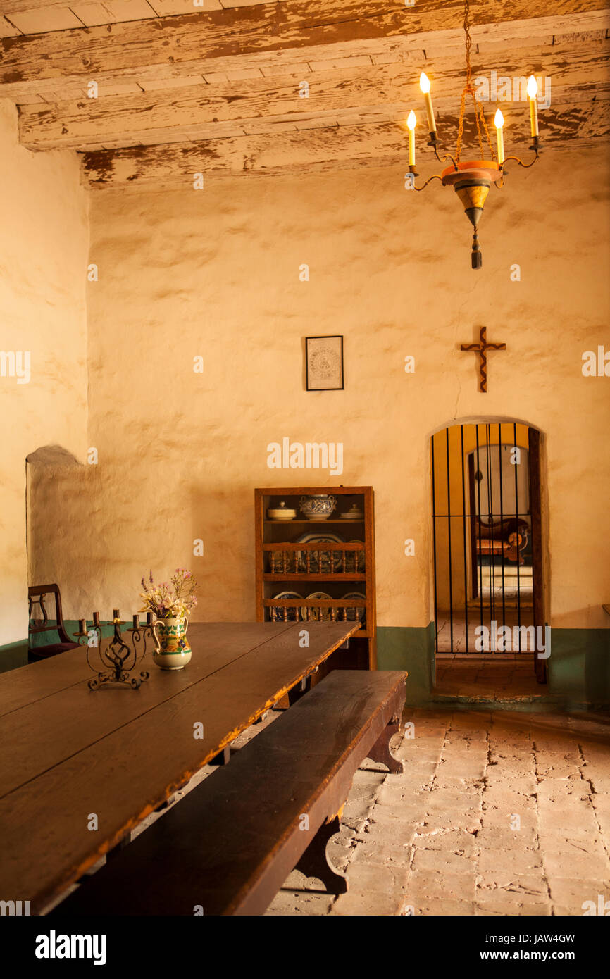 Dining Room, La Purisima Mission State Historic Park, Lompoc, Kalifornien Stockfoto