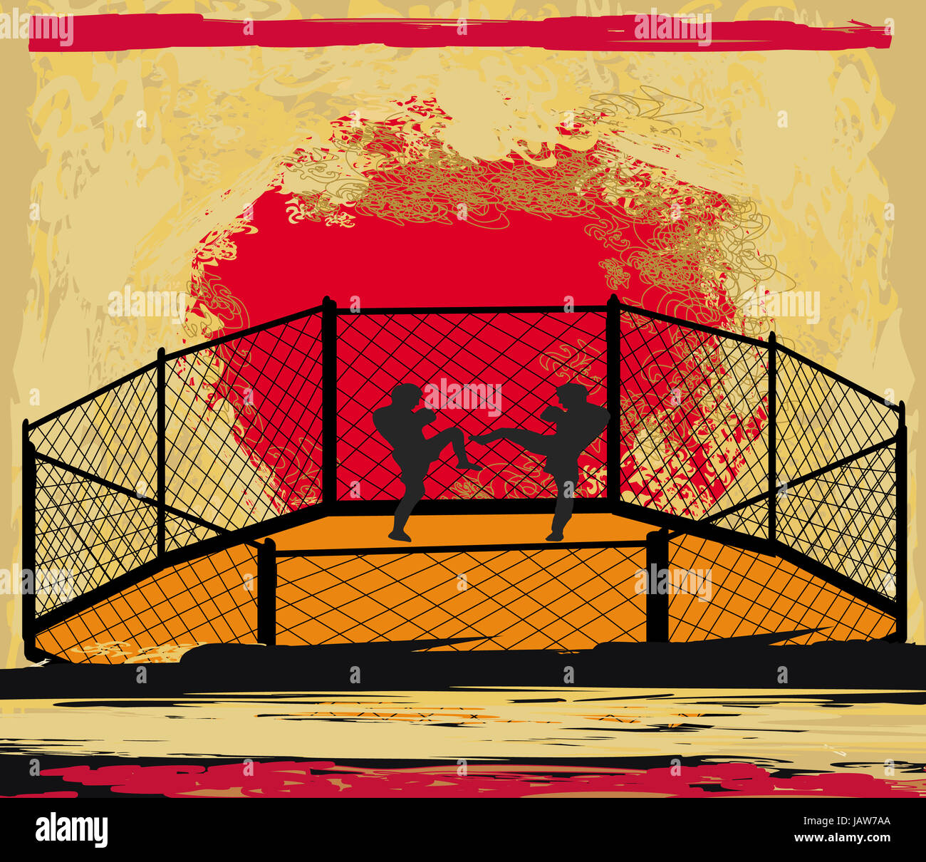 MMA Wettkämpfe, Grunge-Plakat Stockfoto
