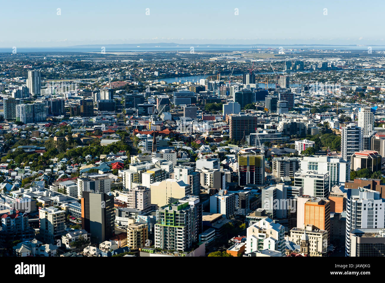 Eine Luftaufnahme von Brisbanes Innenstadt Business und Office. Stockfoto