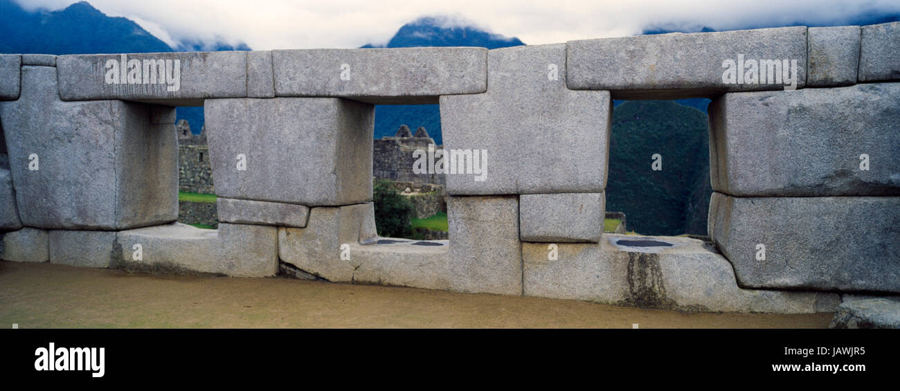 Der Tempel der drei Fenster ist eine heilige Struktur in die Inka Macchu Picchu Ruinen. Stockfoto