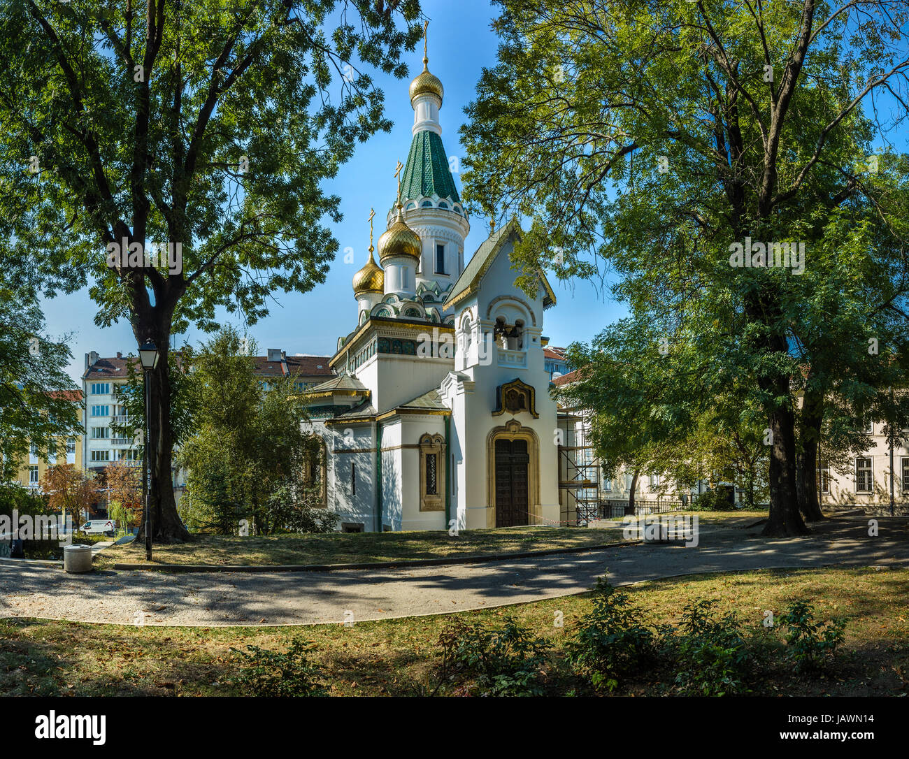 Sankt Nikolas russische Kirche (Tsurkva Sveta Nikolai) in Bulgarien, Sofia Stockfoto