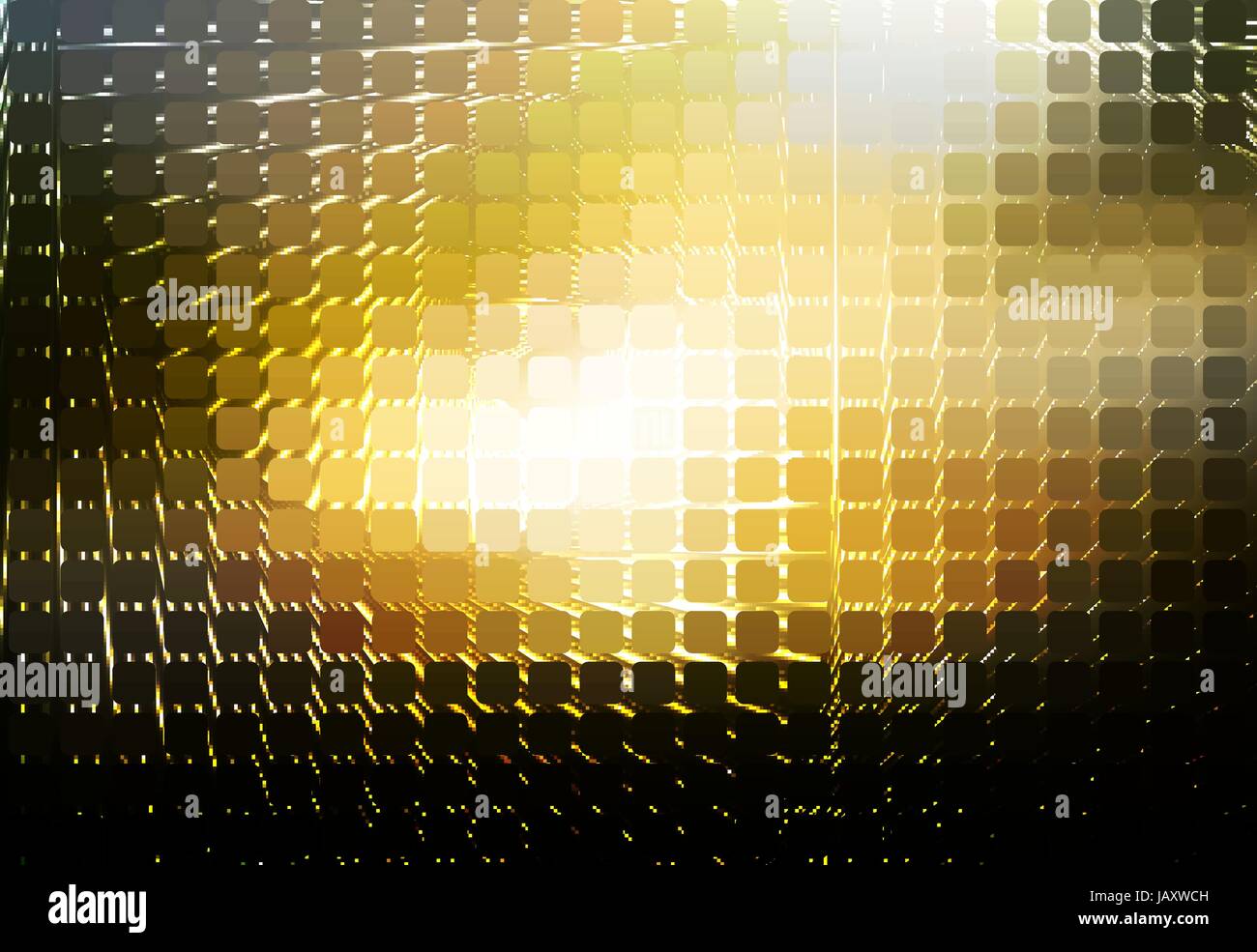 Schwarz grau gelb weiß leuchtende Spirale Mosaik abgerundete Ecken quadratischen Fliesen Vektor Hintergrund Stock Vektor