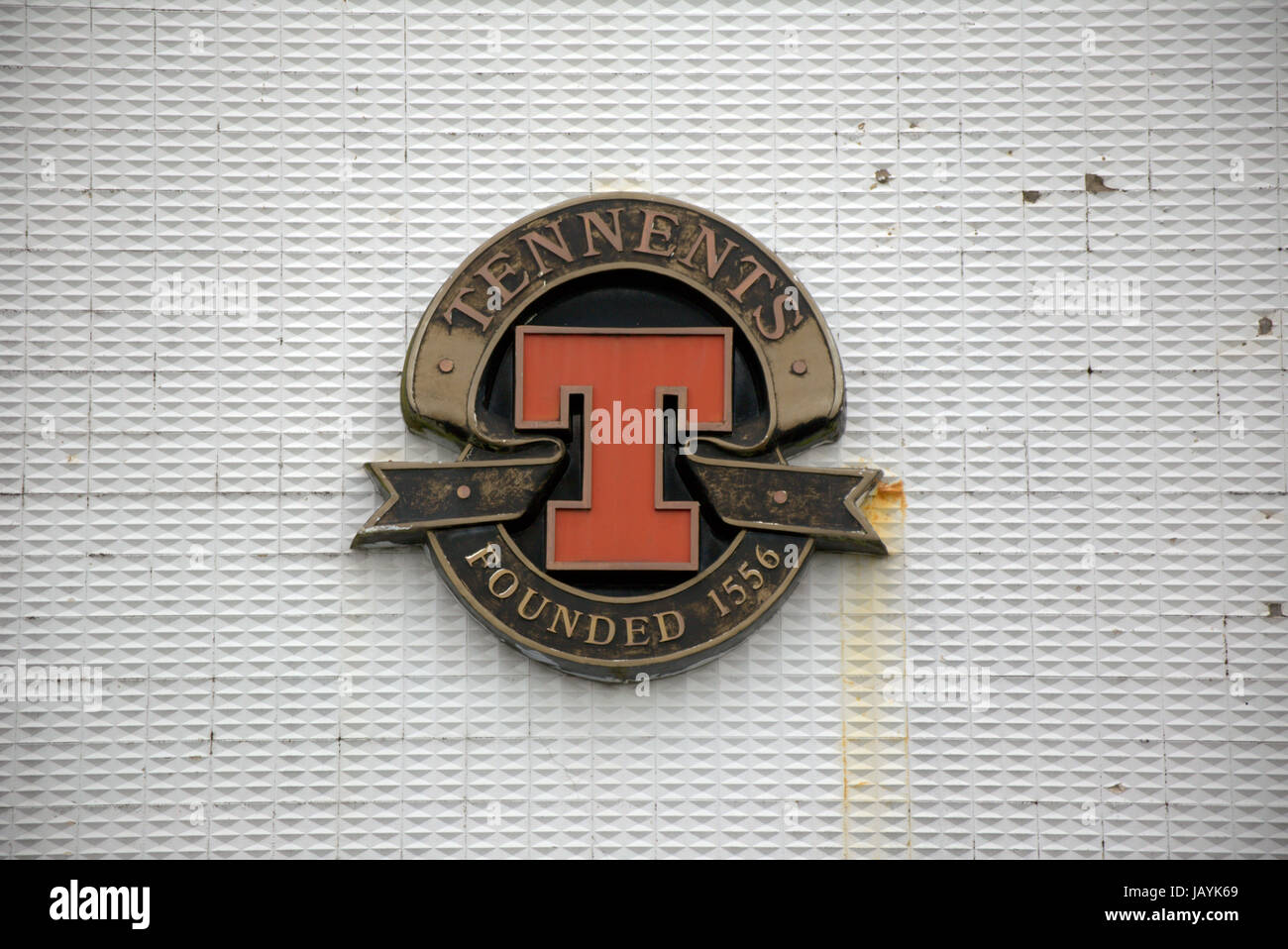 Tennents Lager Vintage Zeichen T Brauerei Bier Pub logo Stockfoto