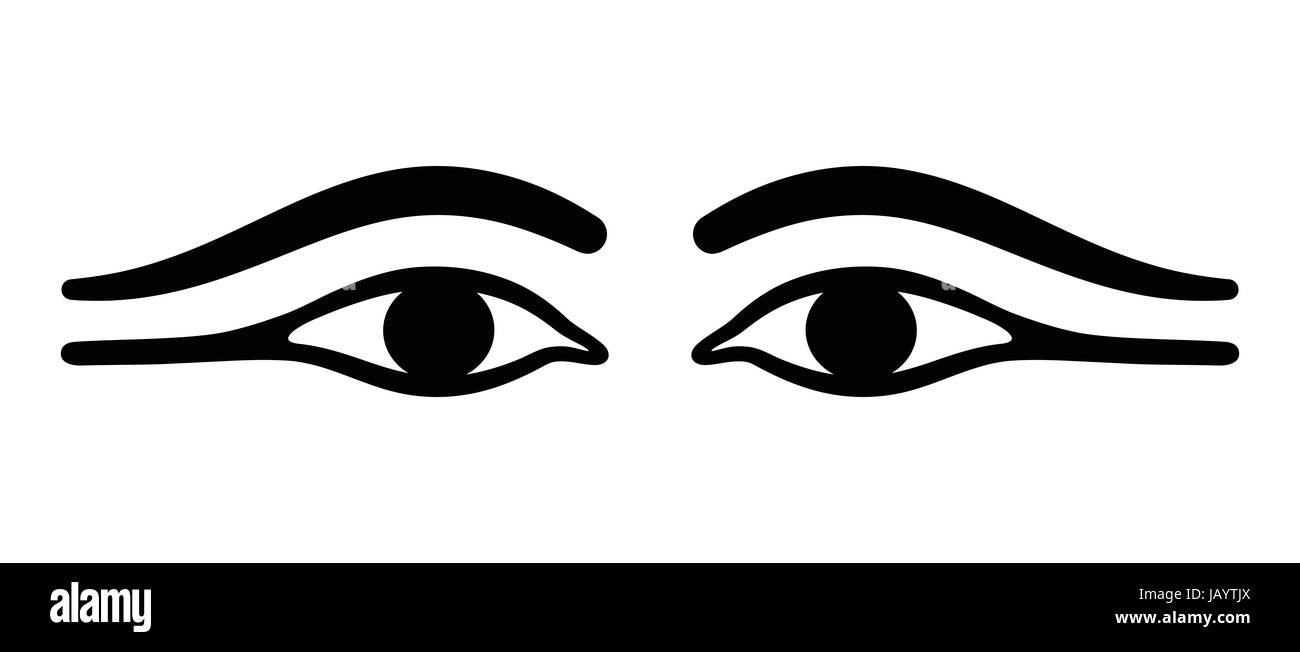 Alten Ägypten Augen mit langen Auge Kappen. Schwarzen Eyeliner Make-up mit Mandel Auge zu sehen. Make-up, von Männern und Frauen, die mit Kohl verwendet. Stockfoto