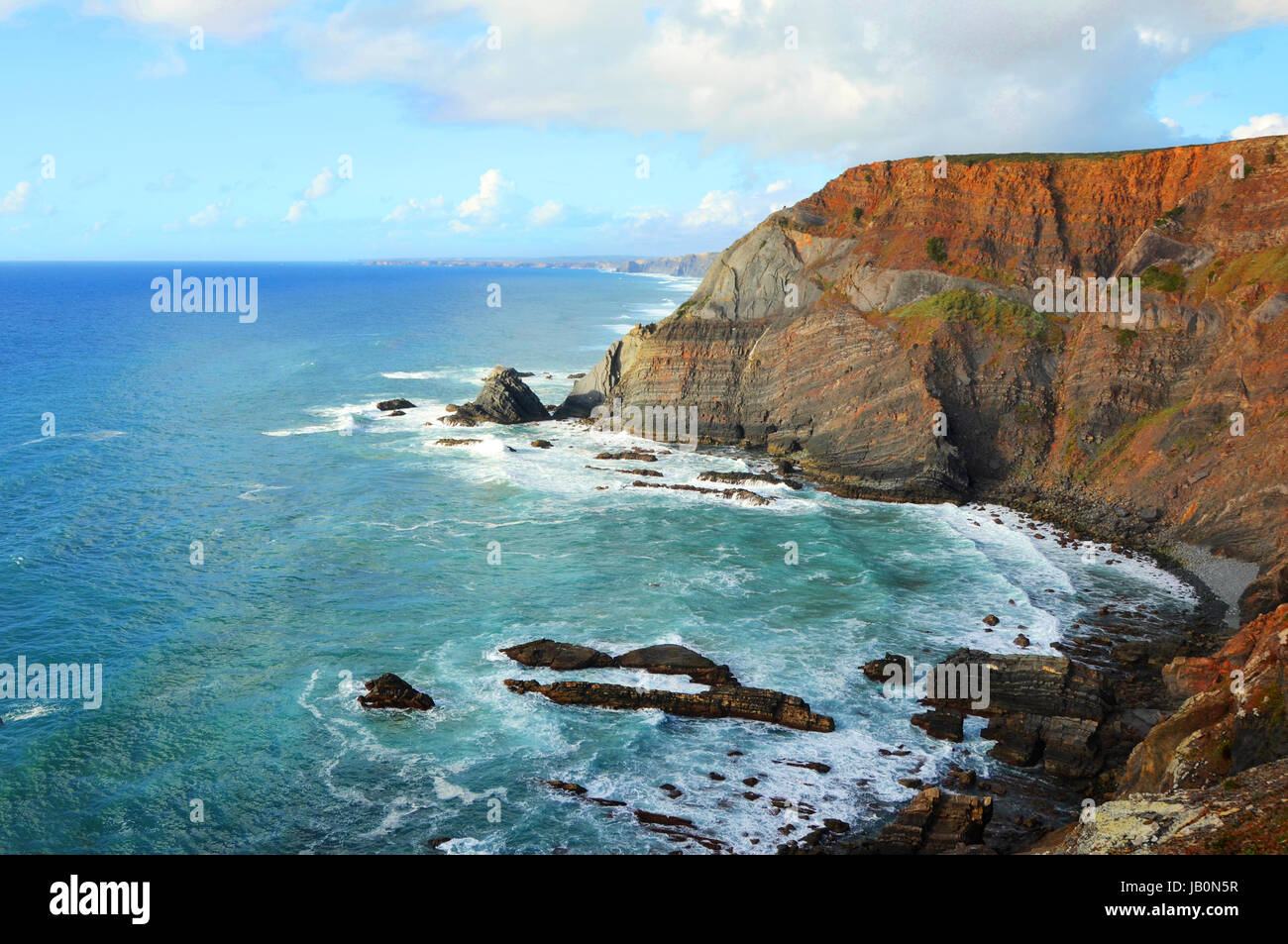 Wunderschöne Westküste der Algarve zwischen Praia Amado und Cabo de Sao Vincente (Costa Vicentina) Stockfoto