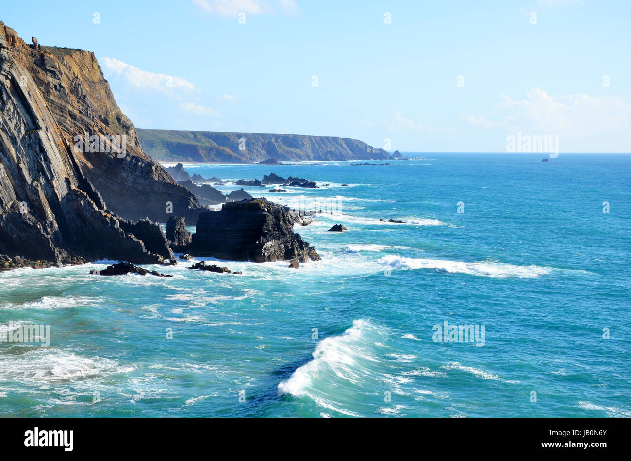Wunderschöne Westküste der Algarve zwischen Praia Amado und Cabo de Sao Vincente (Costa Vicentina) Stockfoto
