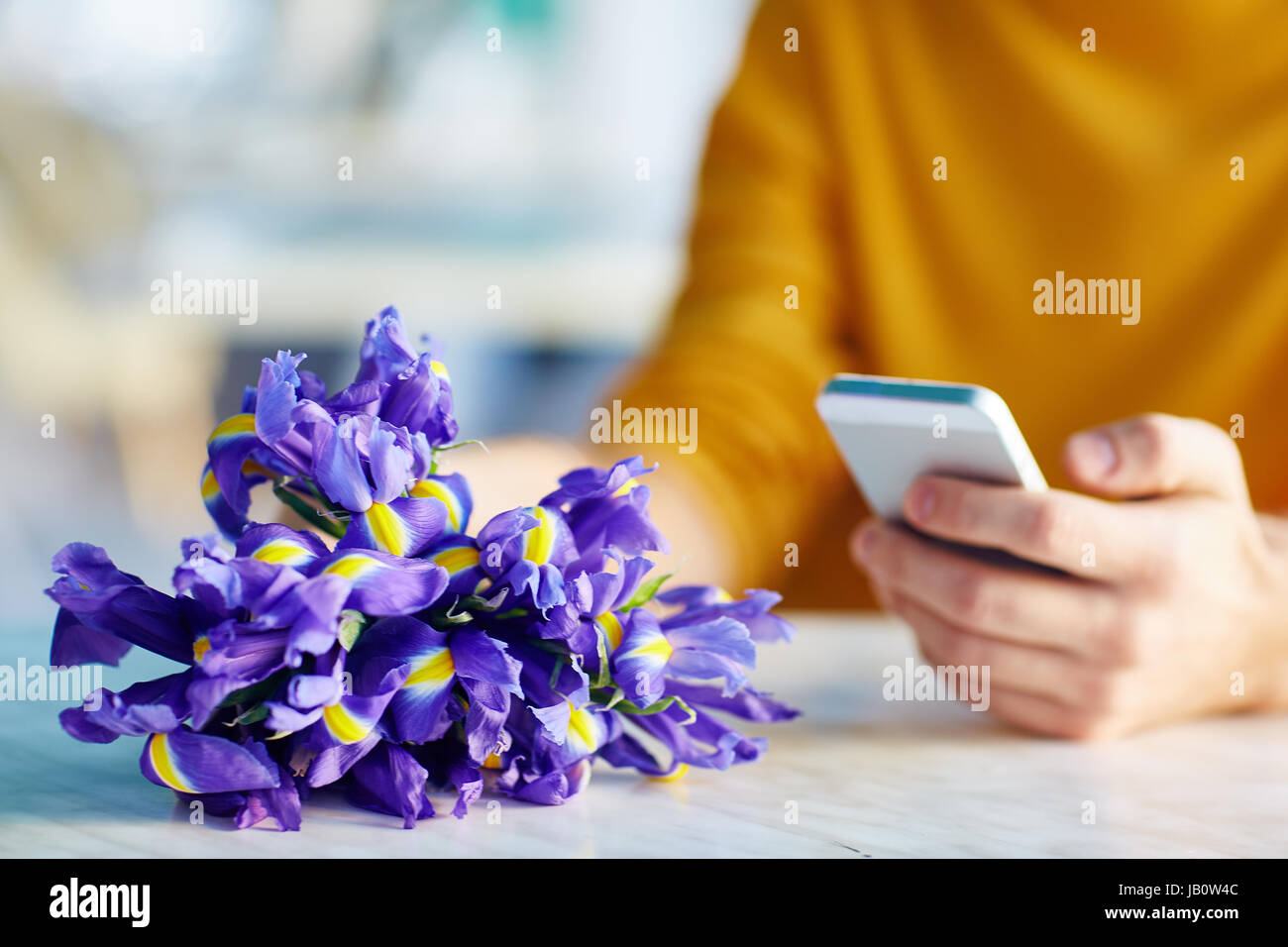 Closeup Jüngling warten auf Termin Stockfoto