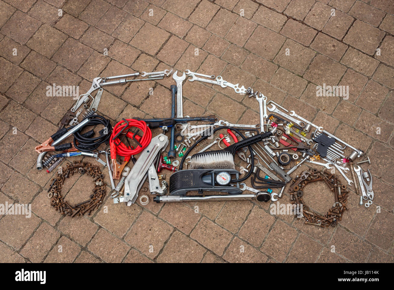 Auto-Symbol gemacht von Werkzeugen Stockfoto