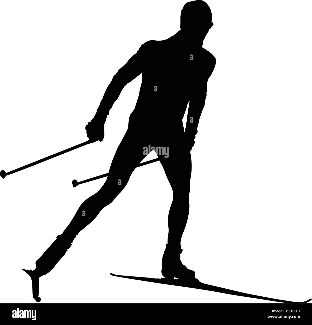 schwarze Silhouette männliche Athlet Langläuferin Stock Vektor
