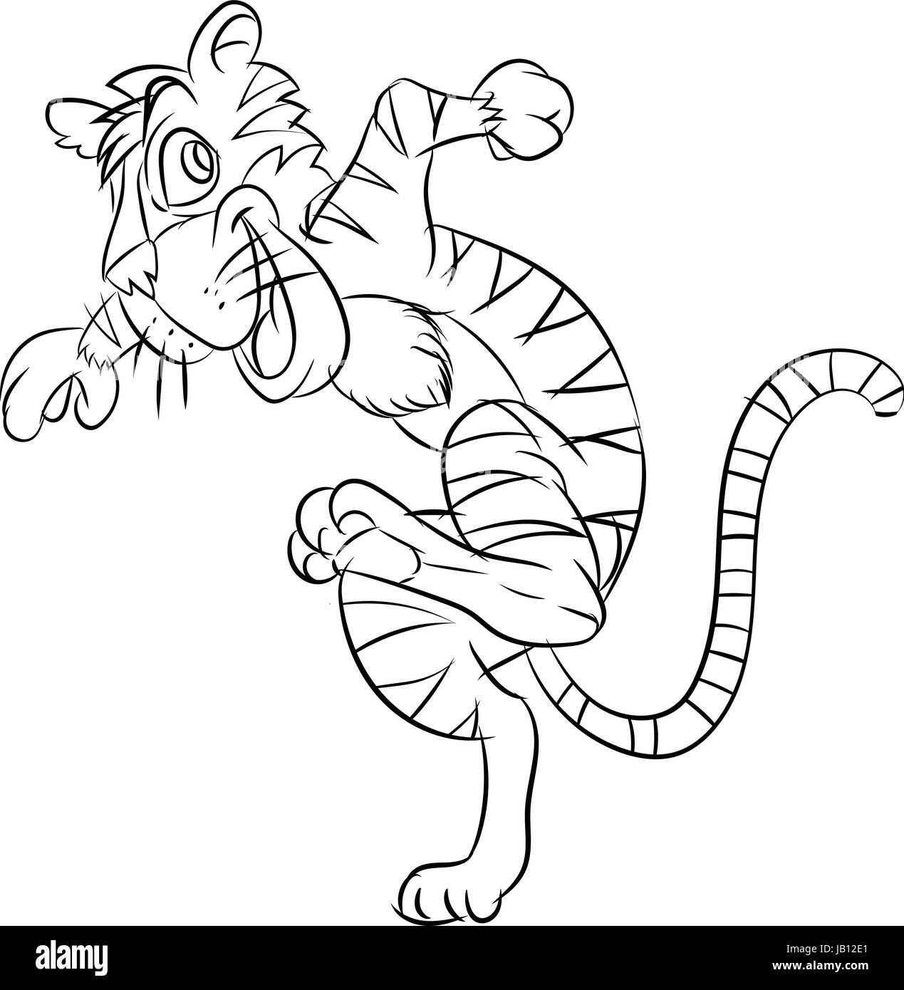 Zeichnung cartoon ein Tiger in Schwarz und Weiß - Vector Illustration Stock Vektor