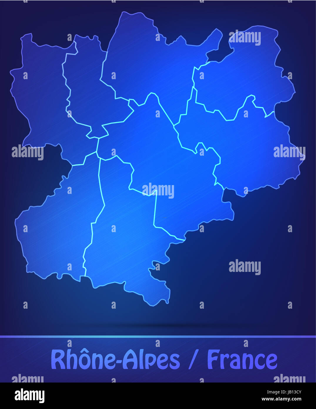 Rhrône-Alpes in Frankreich als Grenzkarte Mit Grenzen als kritzeln. Durch Die Ansprechende Gestaltung Fügt Sich Die Karte Perfekt in Ihr Vorhaben Ein. Stockfoto