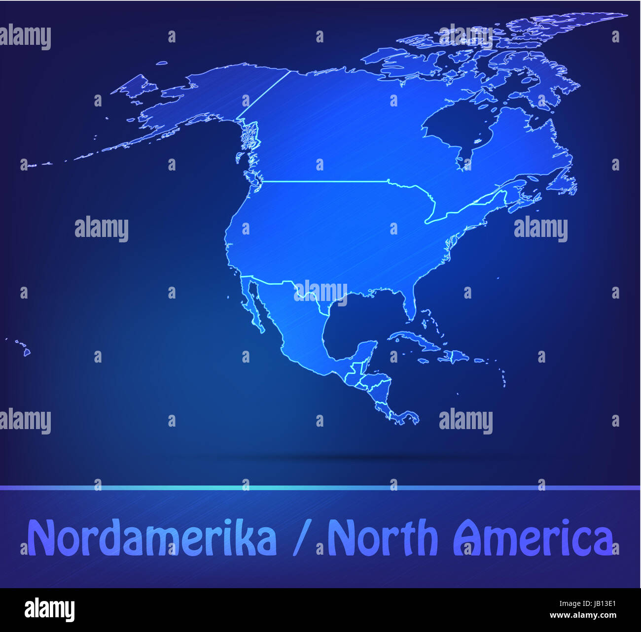 Nordamerika-Welt als Grenzkarte Mit Grenzen als kritzeln. Durch Die Ansprechende Gestaltung Fügt Sich Die Karte Perfekt in Ihr Vorhaben Ein. Stockfoto