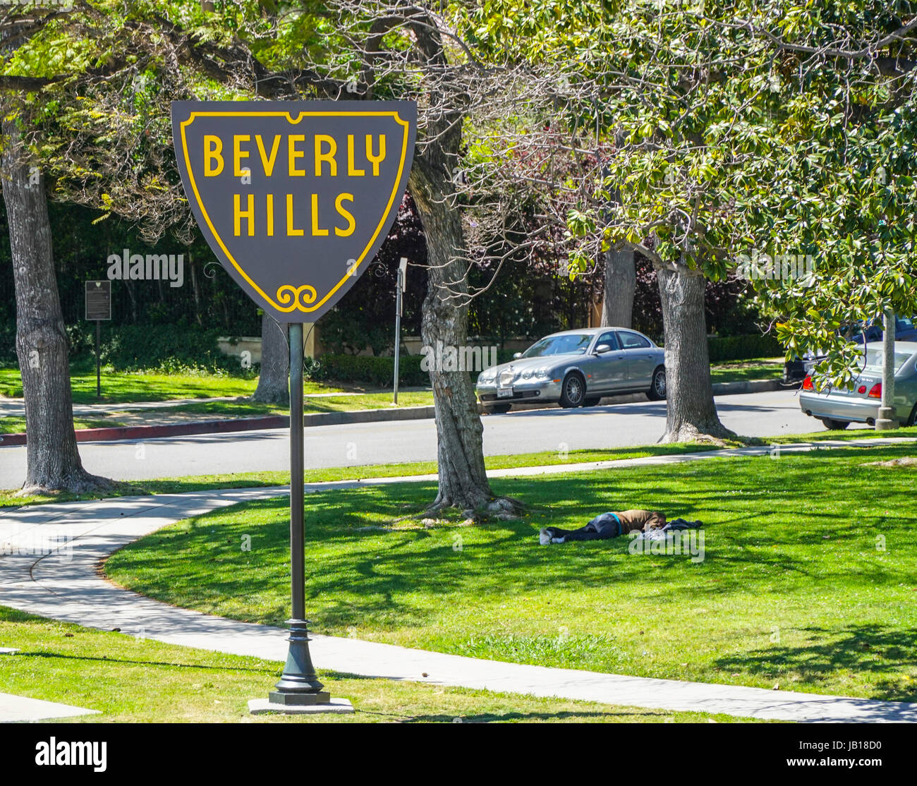 Melden Sie den berühmten Beverly Hills am Santa Monica Blvd - LOS ANGELES - Kalifornien Stockfoto