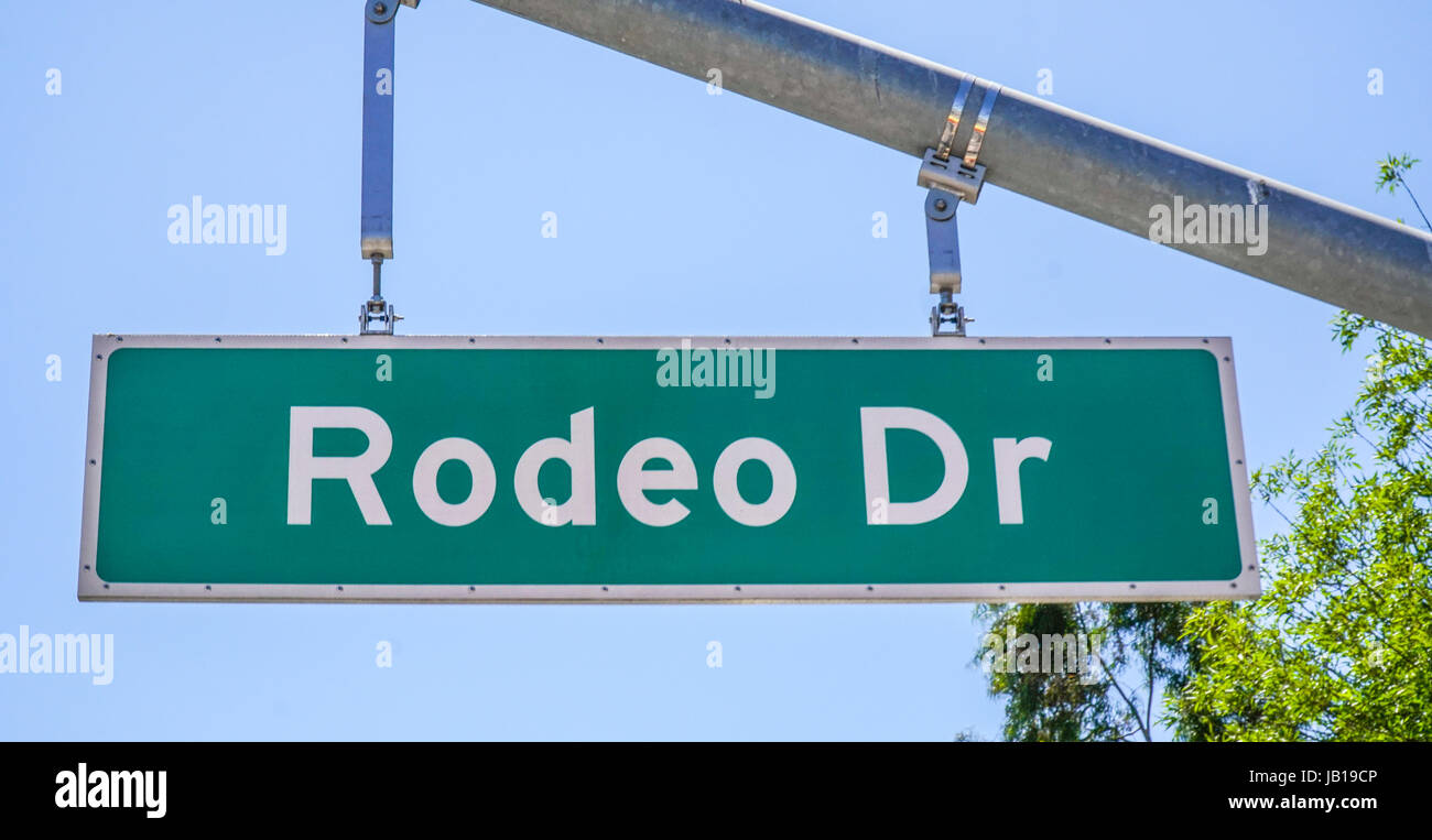 Straßenschild der Rodeo Drive in Beverly Hills - LOS ANGELES - Kalifornien Stockfoto