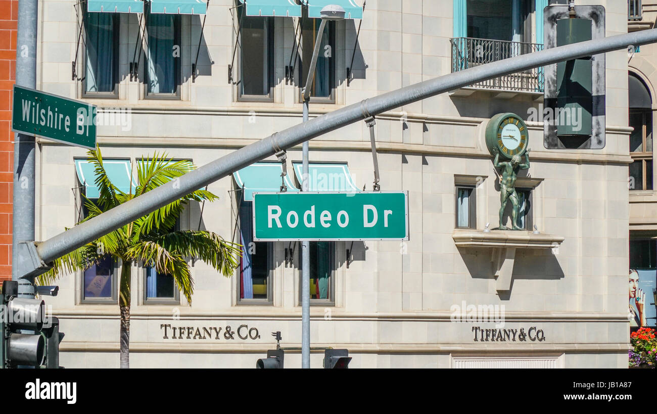 Straßenschild der Rodeo Drive in Beverly Hills - LOS ANGELES - Kalifornien Stockfoto