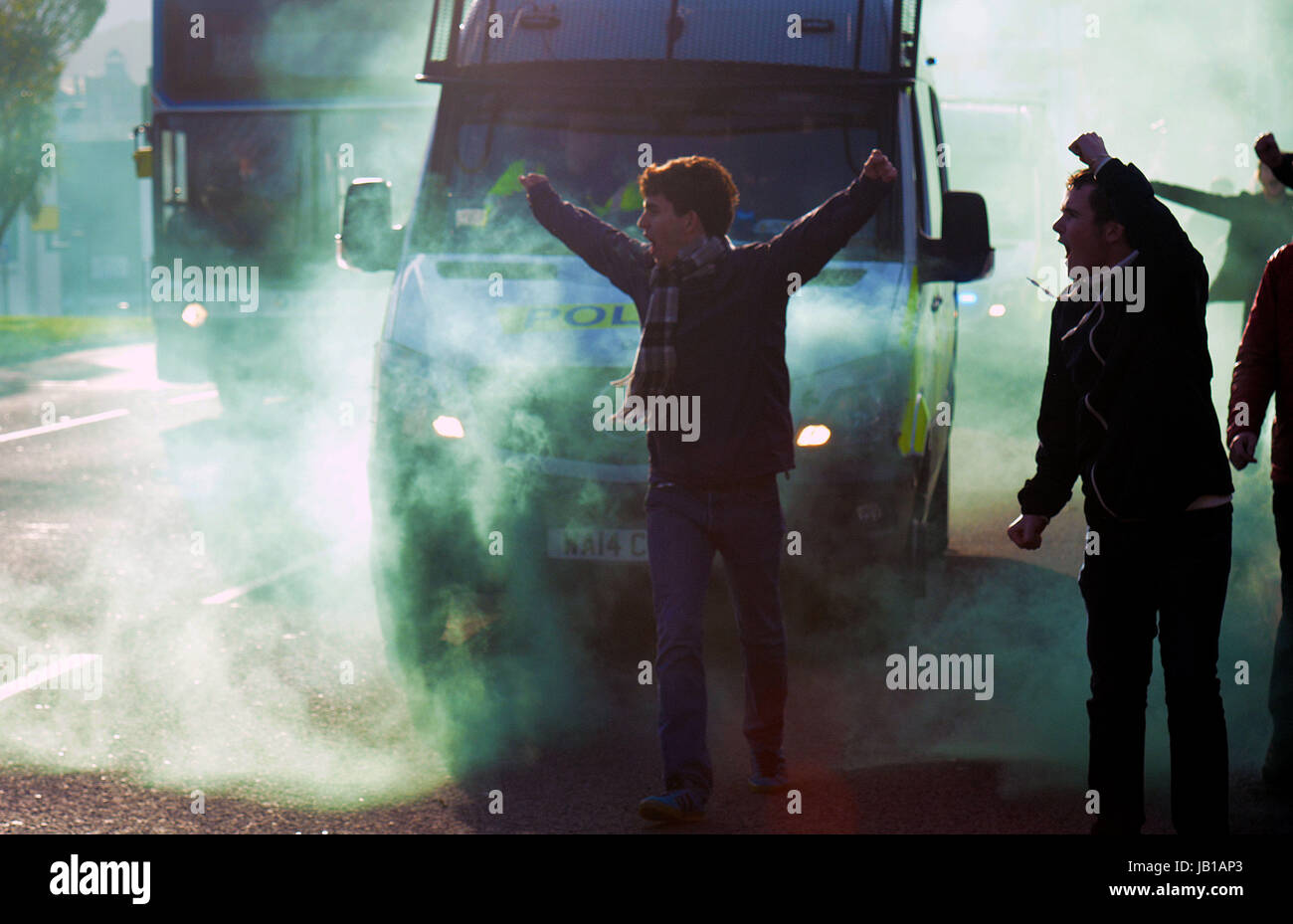 Plymouth Argyle Fußball-Fans, Devon, UK Stockfoto