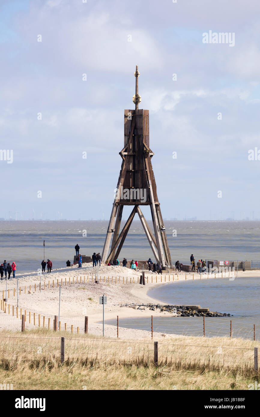 Kugelbake, Wahrzeichen, Cuxhaven, Nordsee, Niedersachsen, Deutschland Stockfoto