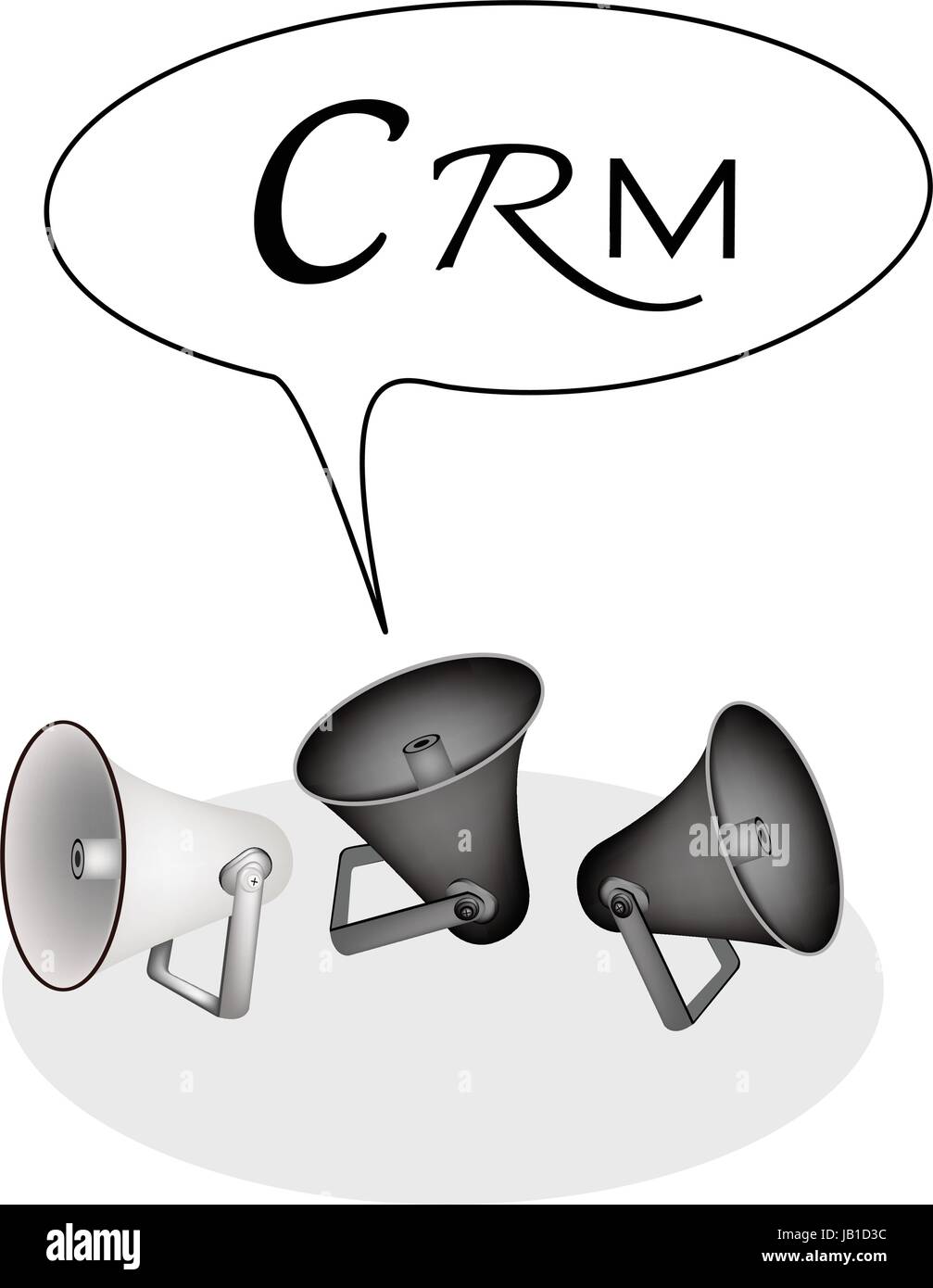 Geschäftskonzepte, Megaphone oder Lautsprecher mit CRM oder Kunde Verhältnis-Management-Konzepte Isolated on White Background Stock Vektor