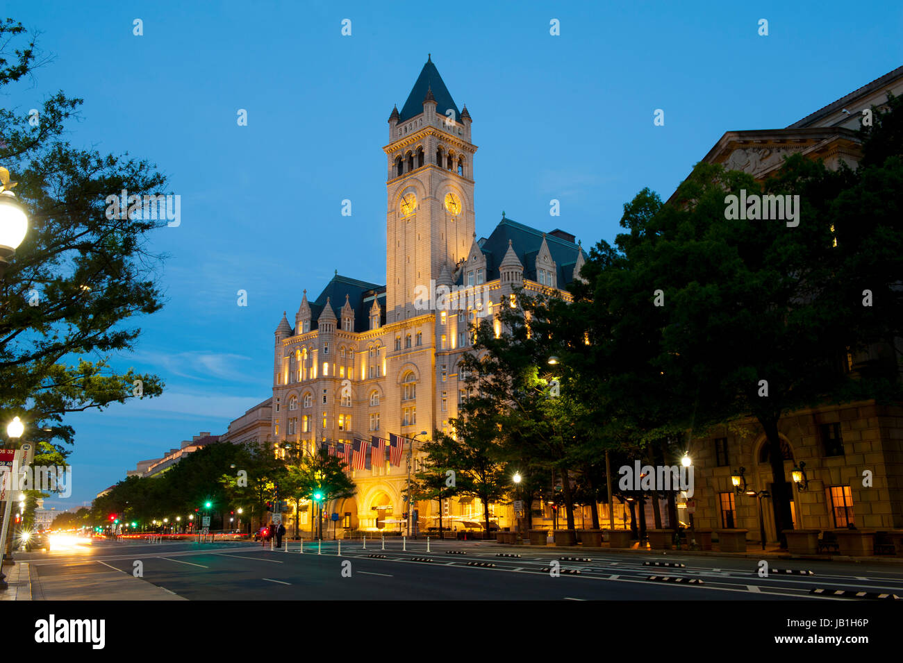 USA Washington DC DC Trump International Hotel Pennsylvania Avenue Ave in der Abenddämmerung Stockfoto