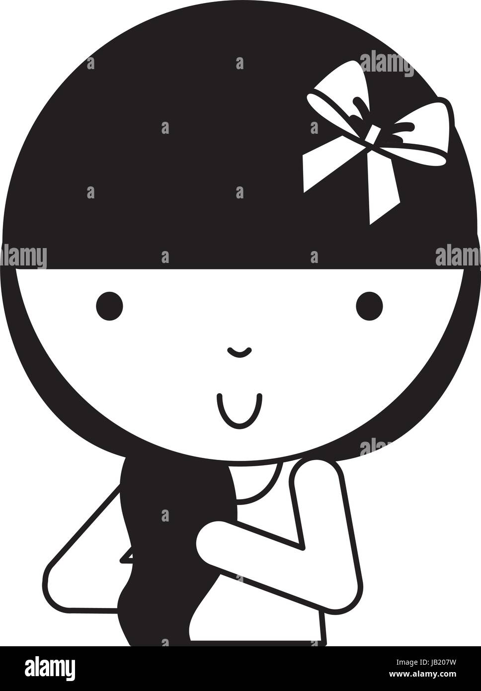 schwarze Symbol niedliche kleine Mädchen cartoon Stock Vektor