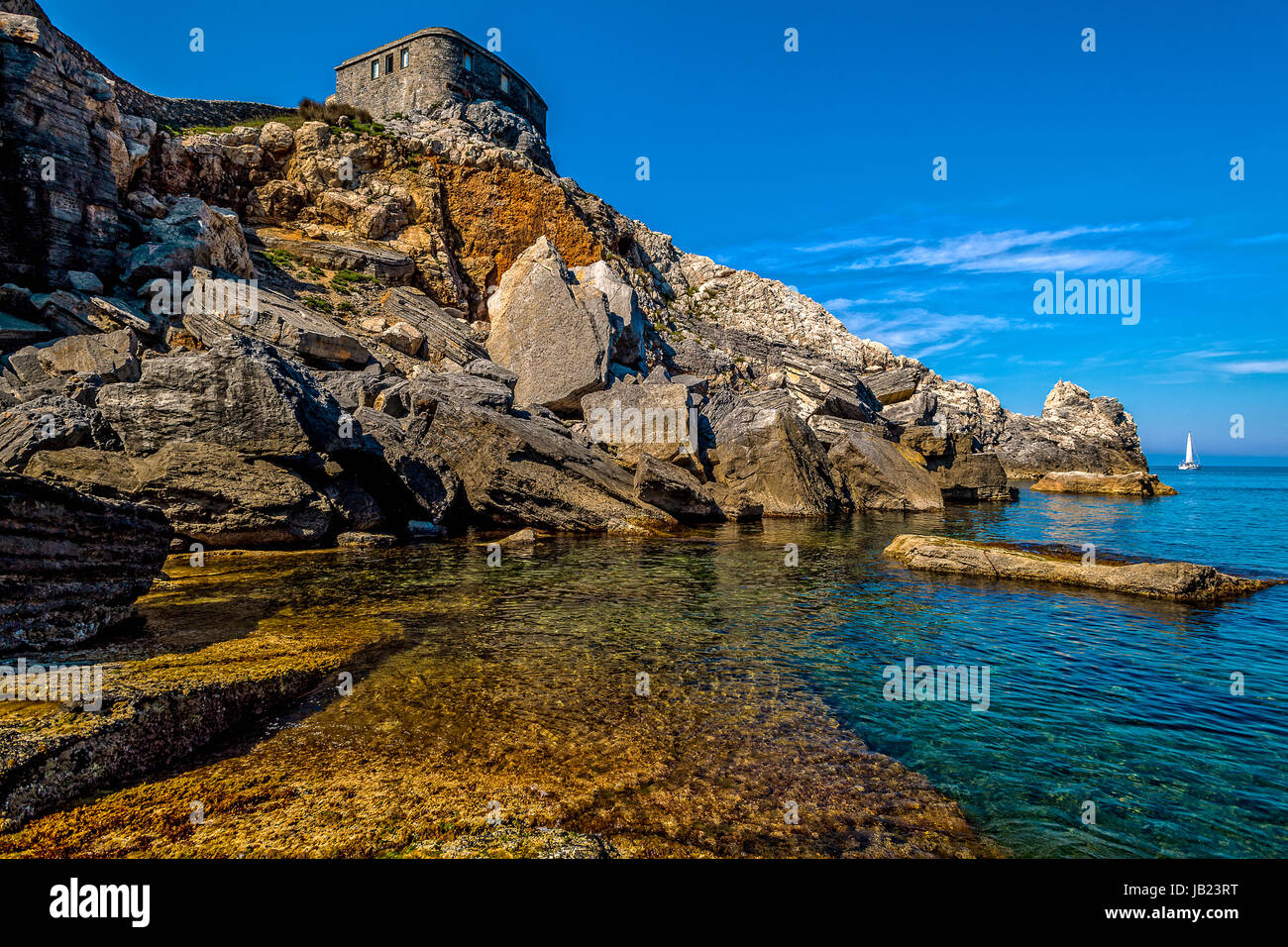 Italien Ligurien Portovenere Küste von Lord Byron cave Stockfoto