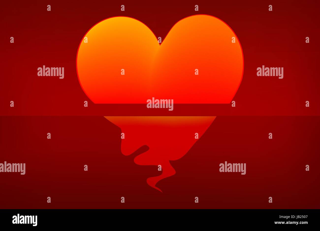 Sonnenuntergang, glühende Sonne mit Herzform, eps10 Vektor Stock Vektor