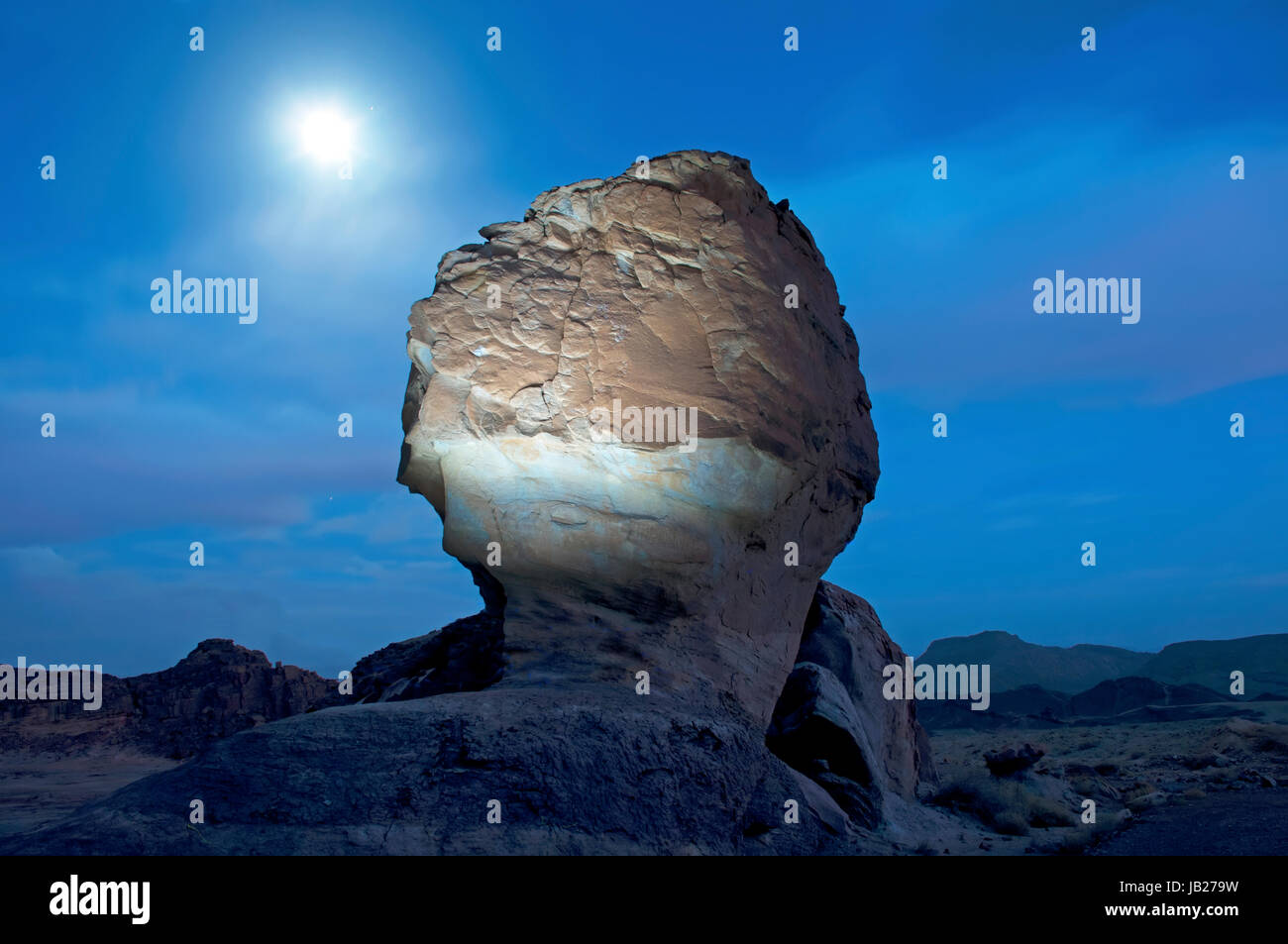 Felsformation, Tmna in der Nacht, Israel Stockfoto