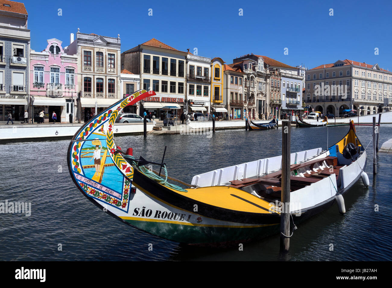 Aveiro, bekannt als das Venedig von Portugal ist ein beliebtes Touristenziel in der Centro Region Portugals. Stockfoto