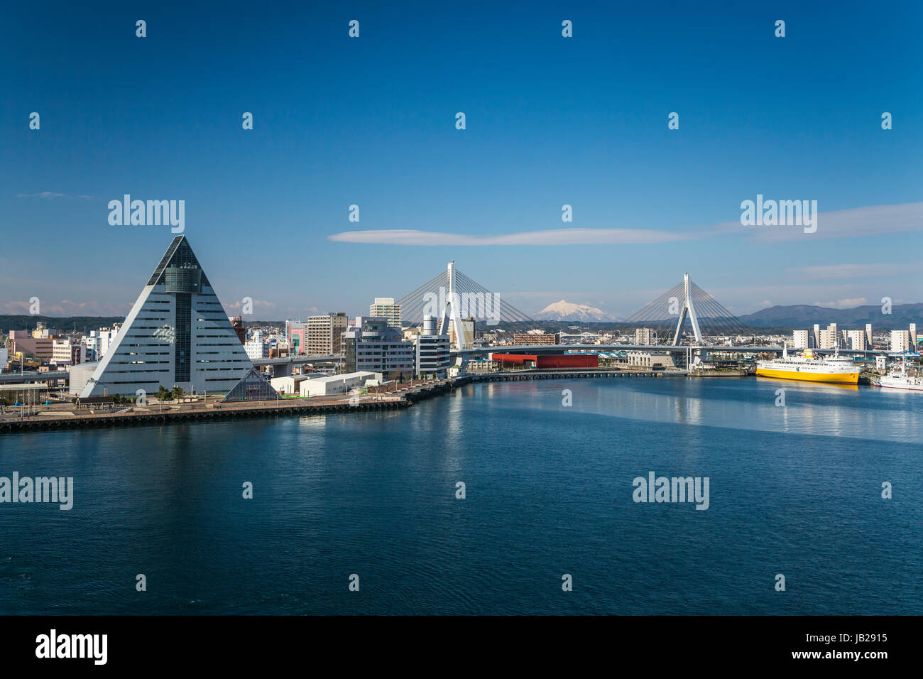 Der Hafen Stadt Aomori, Nord-Japan, Tōhoku-Region. Stockfoto