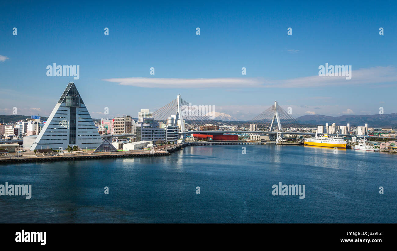 Der Hafen Stadt Aomori, Nord-Japan, Tōhoku-Region. Stockfoto