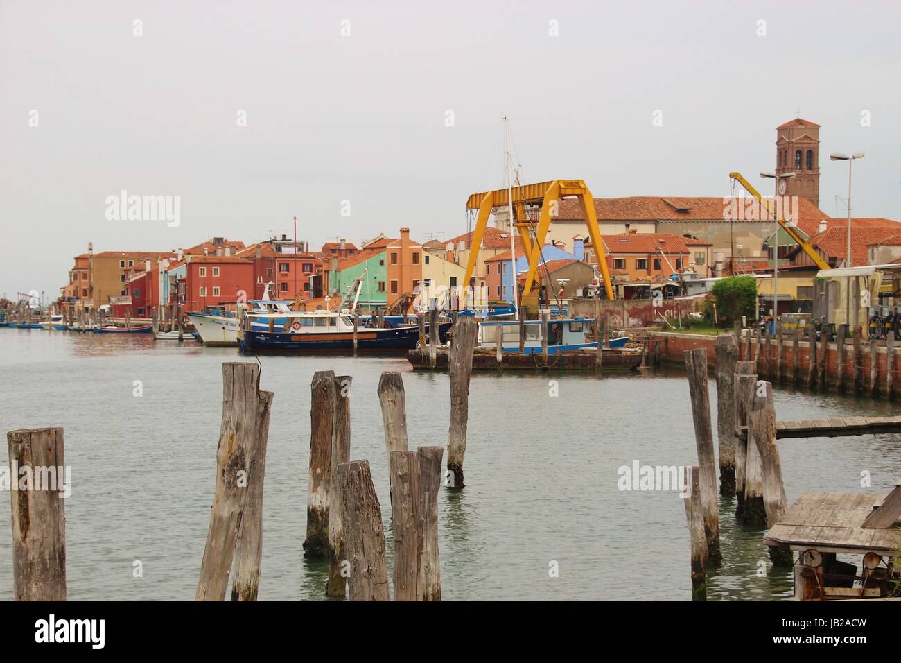 Das Dorf Pellestrina, am südlichen Ende der Insel Lido di Venezia. In der Lagune von Venedig, Italien, Europa. Stockfoto