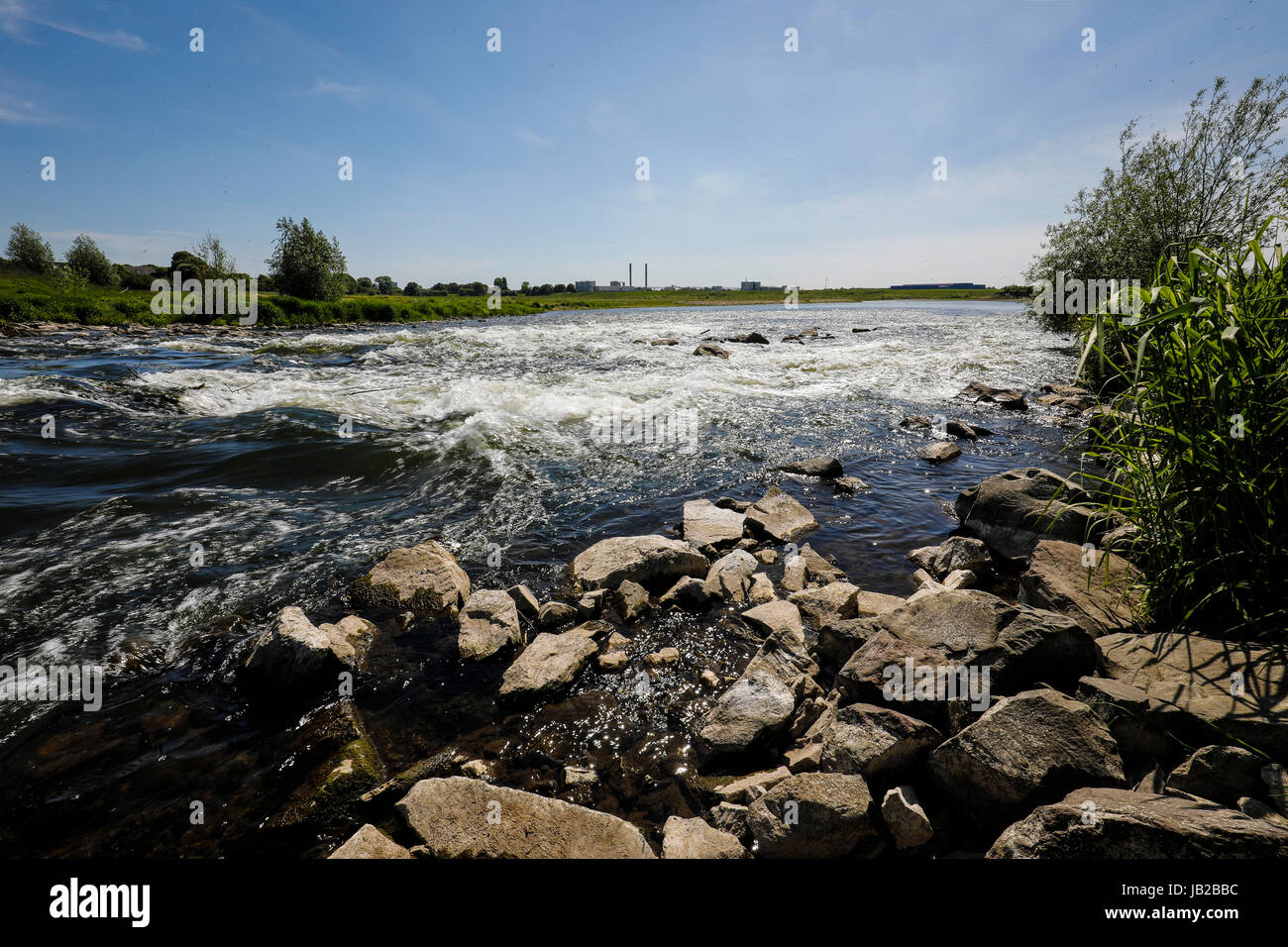 Lippe, renaturierten Auenlandschaft in der Nähe der Mündung des Flusses in den Rhein, Wesel, Niederrhein, Nordrhein-Westfalen, Deutschland, Europa, Lippe, renat Stockfoto