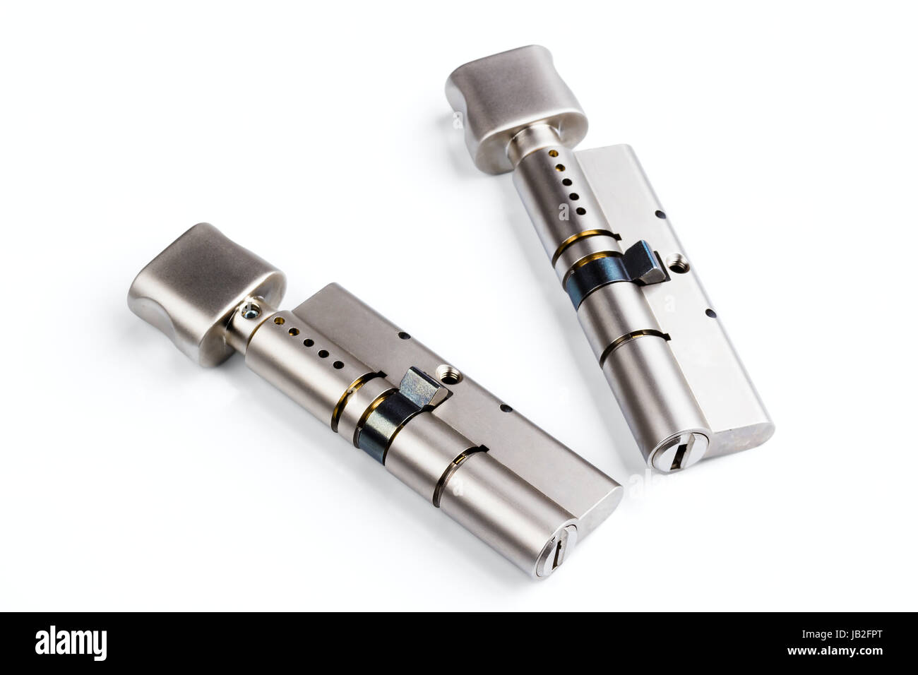 Schließzylinder mit Daumen Drehen isolierten auf weißen Hintergrund Stockfotografie Alamy