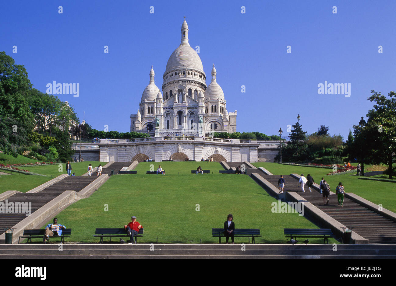 Basilika Sacre Coeur in Montmartre Paris Frankreich Frühling Stockfoto