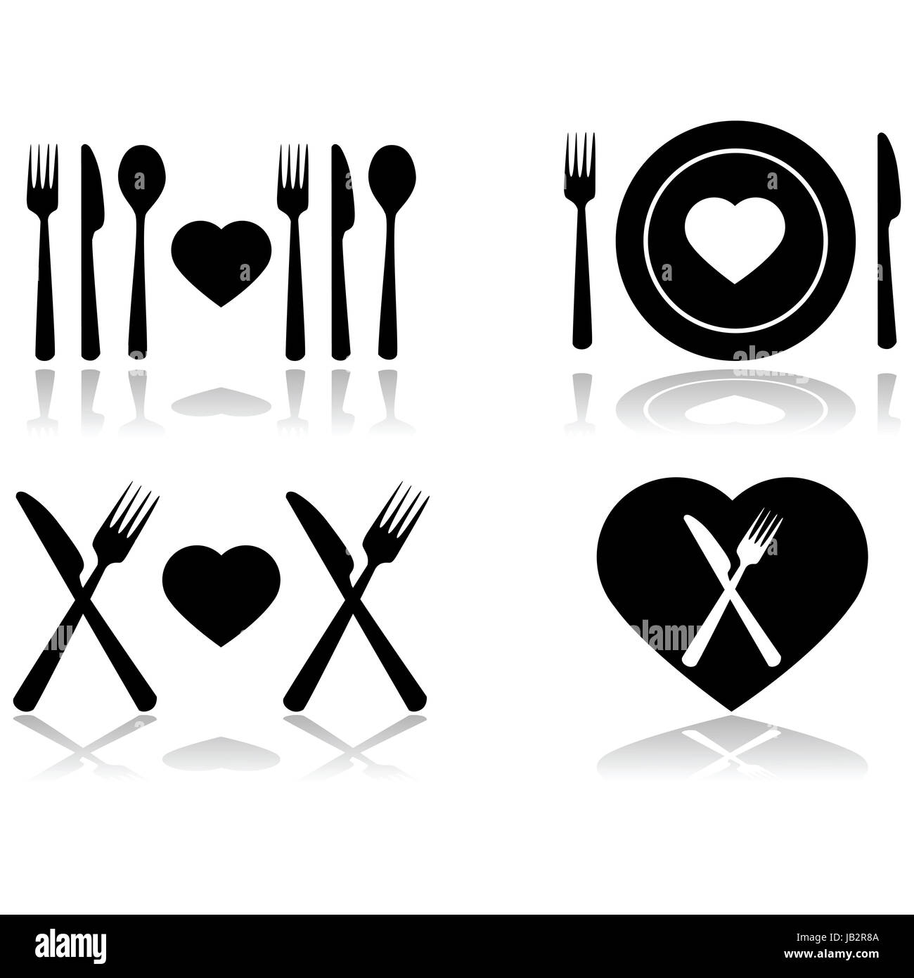 Abbildung zeigt vier verschiedene Symbole, die als Symbol für ein