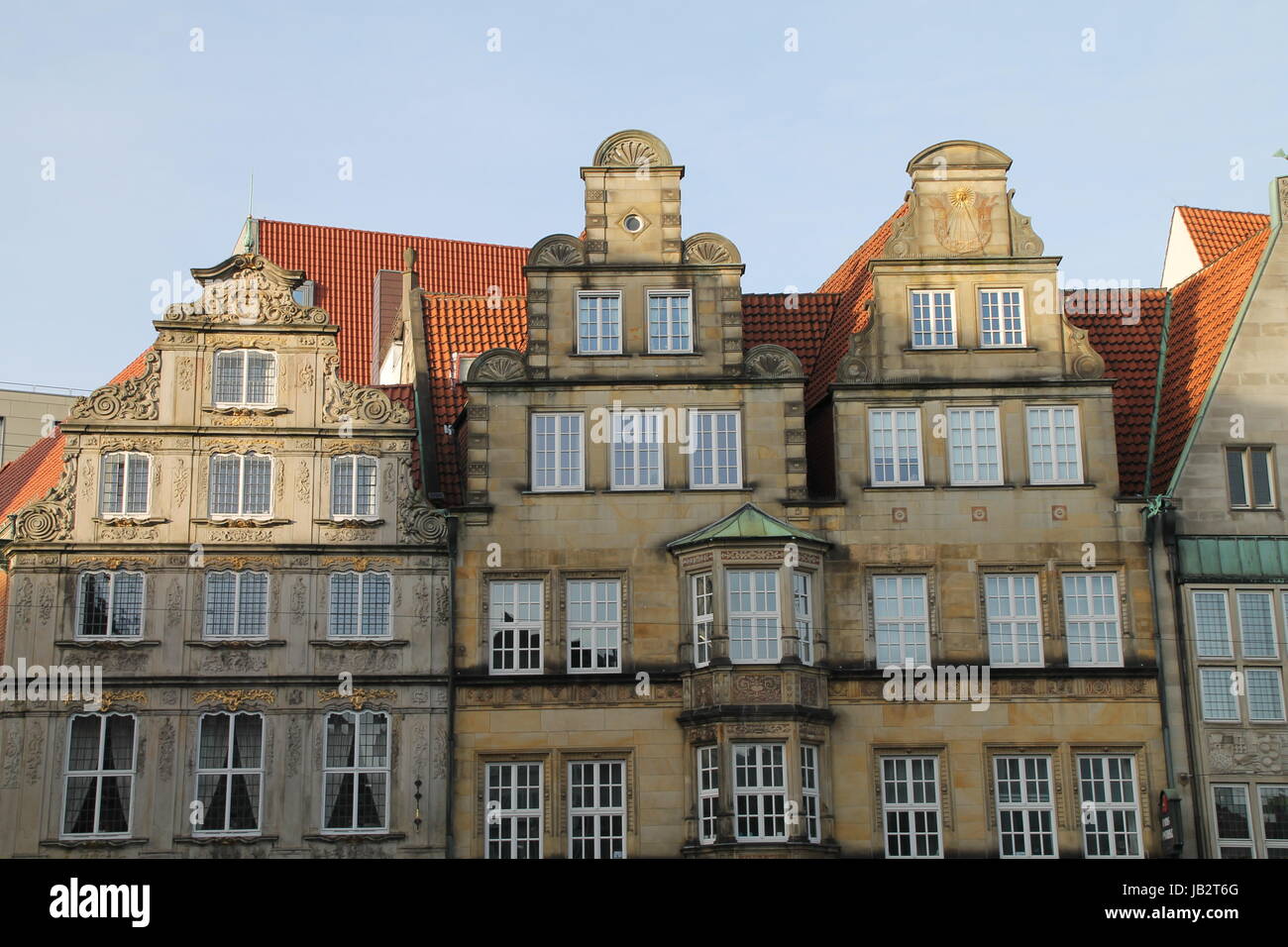Giebelhäuser in Bremen. Stockfoto