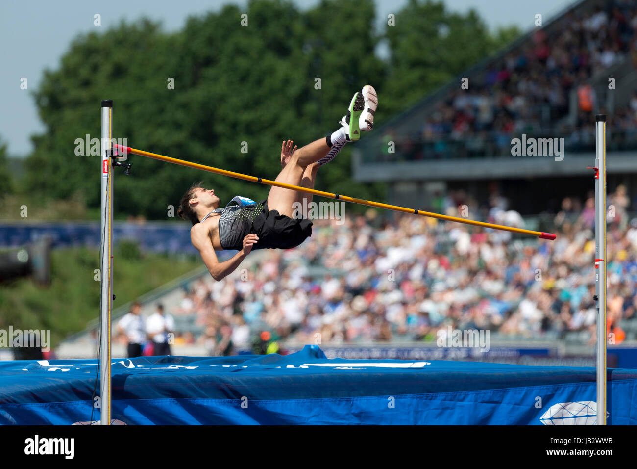 Gianmarco TAMBERI konkurrieren im Hochsprung der Männer bei den 2016 Diamond League, Alexander Stadium, Birmingham, UK, 6. Juni 2016. Stockfoto