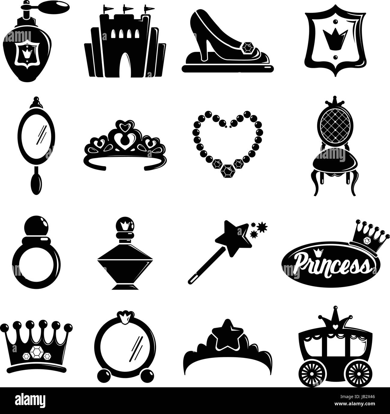 Prinzessin Puppe Icons Set, einfachen Stil Stock Vektor
